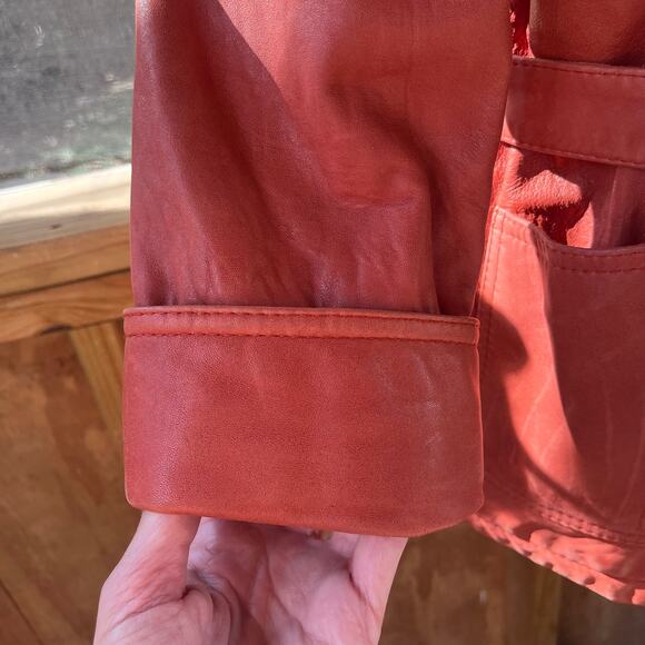 See By Chloe Women's Rusty Red Lamb Leather Belted Jacket Sizes 4 - Picture 7 of 16